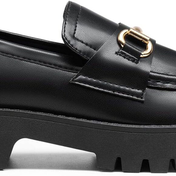 Women's Faux Leather Platform Loafers 8 Casual Dressy Anti-Skid Slip-On - Picture 2 of 8